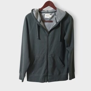 Pact Mens Organic Cotton Blend French Terry Zip Up Hoodie Green Sz Med Textured